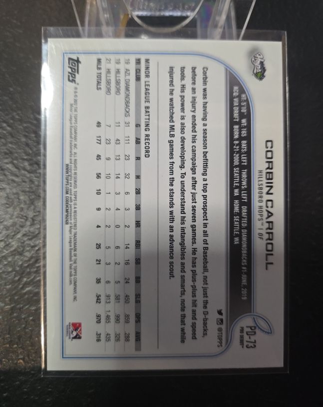 2022 Topps Pro Debut #PT-13 Corbin Carroll — front