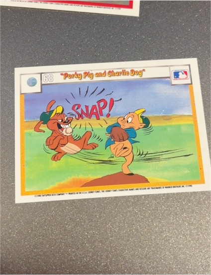 1990 Upper Deck Looney Tunes Comic Ball #68 Porky Pig and Charlie Dog — front