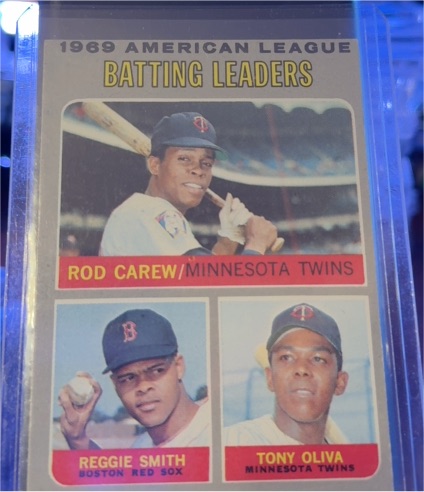 1970 Topps #62 1969 American League Batting Leaders Rod Carew / Reggie Smith / Tony Oliva — front