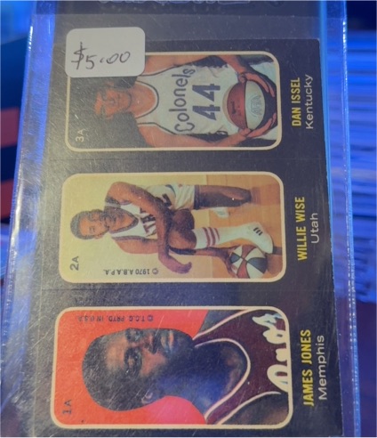 1971-72 Topps Trios Stickers #1A/2A/3A Jimmy Jones/Willie Wise/Dan Issel — front