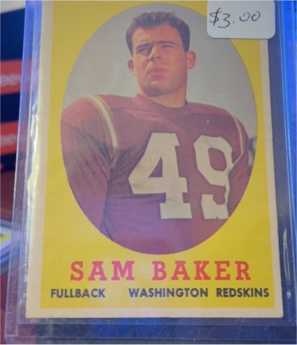 1958 Topps #34 Sam Baker Washington Redskins — front