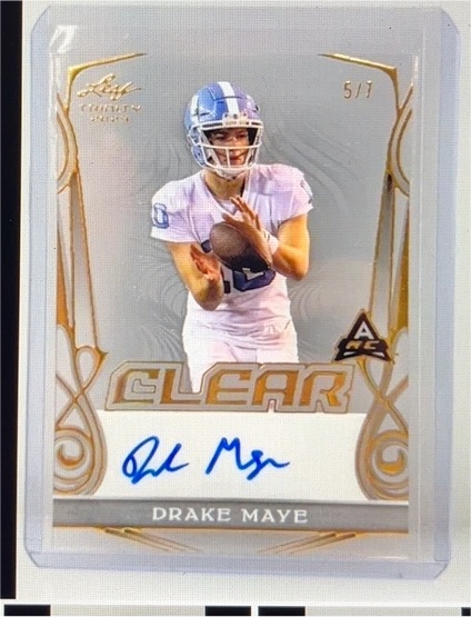 2023 Leaf Trinity Clear #5/7 Drake Maye — front
