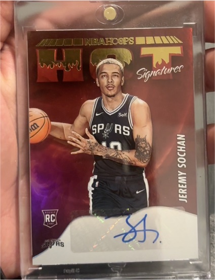 2022-23 Panini NBA Hoops Hot Signatures #HSR-JSO Jeremy Sochan — front