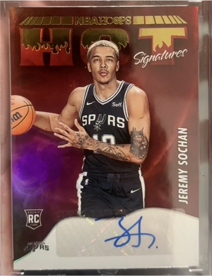 2022-23 Panini NBA Hoops Hot Signatures #HSR-JSO Jeremy Sochan — front