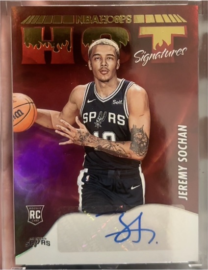 2022-23 Panini NBA Hoops Hot Signatures #HSR-JSO Jeremy Sochan — front
