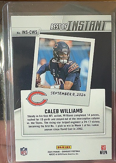2025 Donruss Best of Instant #INS-CWS Caleb Williams — back