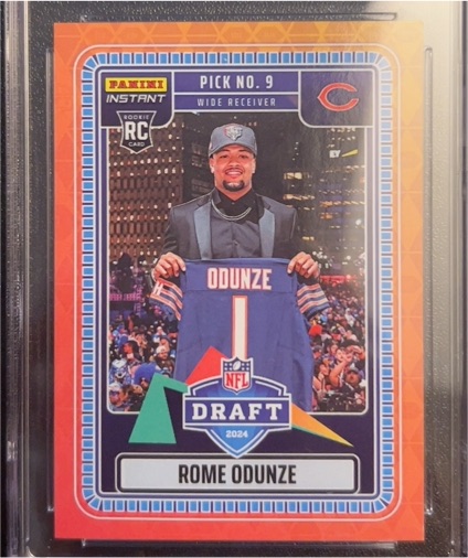 2024 Panini Instant NFL Draft Night #9 Pick RC Rome Odunze — front