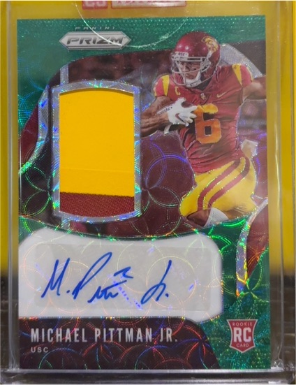2020 Chronicles Green Prizm Scope Rookie Patch Autograph #D Michael Pittman Jr. — front
