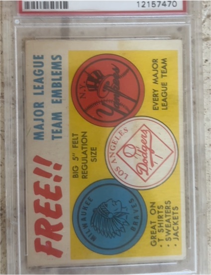 1958 Topps #NNO Felt Emblem Insert — front