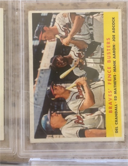 1958 Topps #351 Braves' Fence Busters Del Crandall Eddie Mathews Hank Aaron Joe Adcock — front