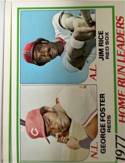 1978 Topps #202 1977 Home Run Leaders George Foster / Jim Rice — front