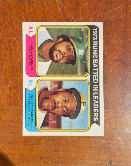 1974 Topps #201 1973 Runs Batted In Leaders Reggie Jackson / Willie Stargell — front