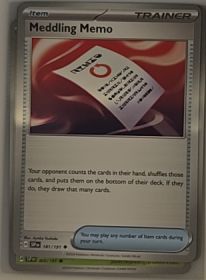 2024 Pokemon Scarlet & Violet SV08: Surging Sparks #181 Meddling Memo — front