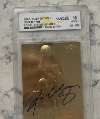 1996-97 Fleer 23KT Gold #Kobe Bryant Rookie Purple Signature — front