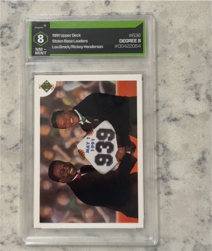 1991 Upper Deck #636 Lou Brock/Rickey Henderson Stolen Base Leaders — front