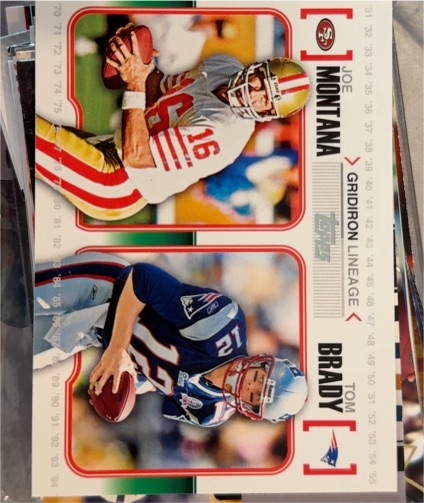 2010 Topps Gridiron Lineage #GL-MOB Joe Montana / Tom Brady — front