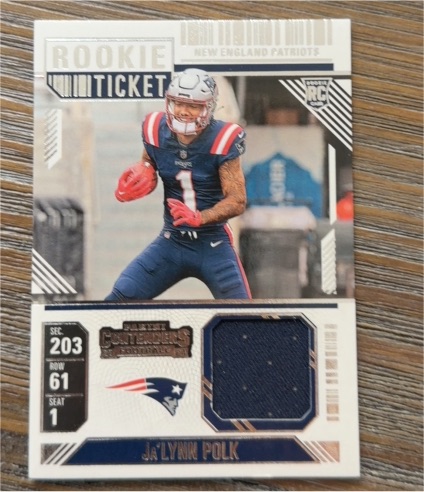 2024 Panini Contenders #RTS-JPK Ja'Lynn Polk Rookie Ticket Patch — front