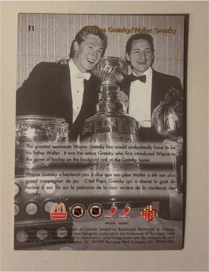 1998 Upper Deck McDonald's Teammates #T1 Wayne Gretzky Walter Gretzky — front