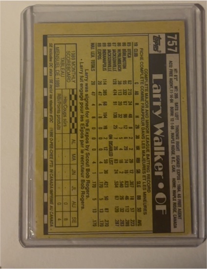 1990 Topps #757 Larry Walker — front