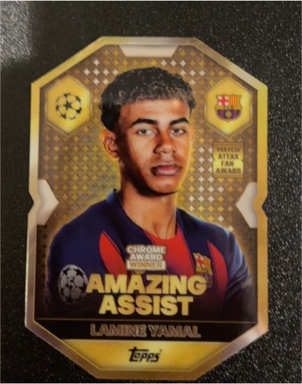 2025 Topps Match Attax Champions League Chrome Award Winner CA3 Lamine Yamal — front