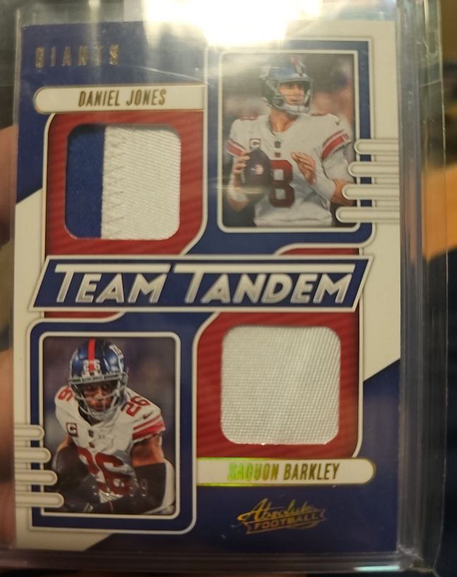 2023 Panini Absolute Football Team Tandem #TT-NYG Saquon Barkley Daniel Jones — front