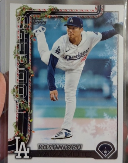 2025 Topps Holiday #H159 Yoshinobu Yamamoto — front