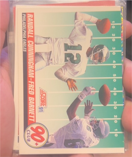 1991 Score #320 Randall Cunningham / Fred Barnett — front