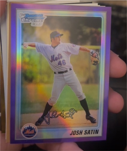 2010 Bowman Chrome Prospects Purple Refractor #BCP151 Josh Satin — front