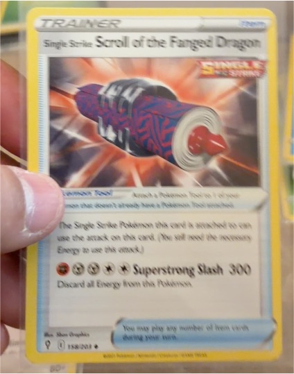 2021 Pokémon Sword & Shield Evolving Skies #158 Single Strike Scroll of the Fanged Dragon — front