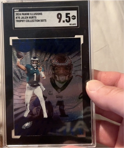 2024 Panini Illusions #70 Jalen Hurts Trophy Collection Dots — front