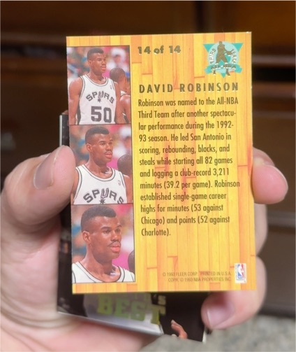 1993 Fleer #14 David Robinson — front