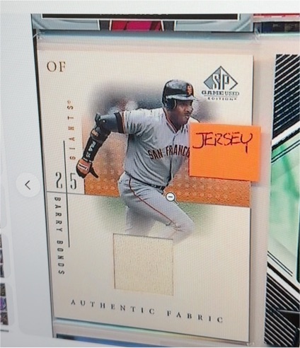 2001 SP Game Used Edition Authentic Fabric #BB Barry Bonds — front