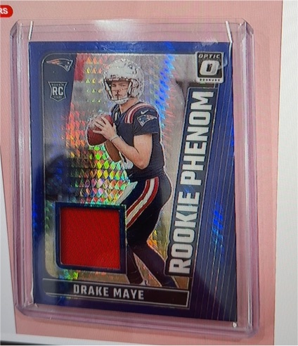 2024 Donruss Optic #RPB-DMA Drake Maye Rookie Phenom Patch Blue Hyper — front