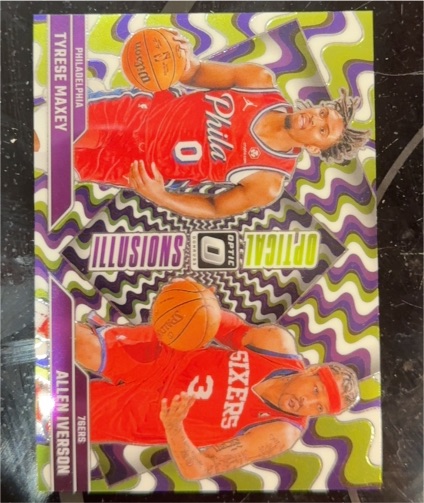 2024-25 Panini Donruss Optic Optical Illusions #3 Tyrese Maxey Allen Iverson — front
