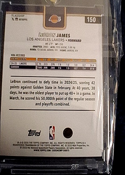 2025-26 Topps Basketball #150 LeBron James — back