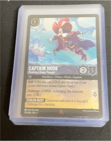 Disney Lorcana First Chapter #175 Captain Hook Thinking a Happy Thought — front