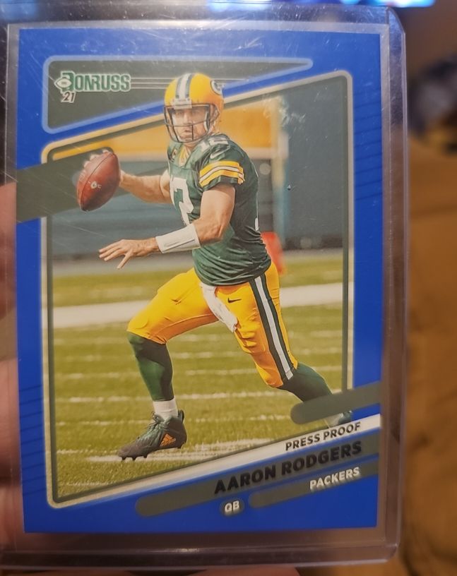 2021 Donruss Press Proof Blue #155A Aaron Rodgers — front
