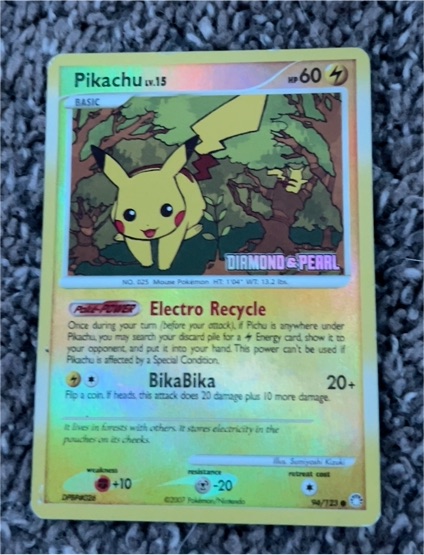 2007 Pokémon Diamond & Pearl Mysterious Treasures #94 Pikachu — front