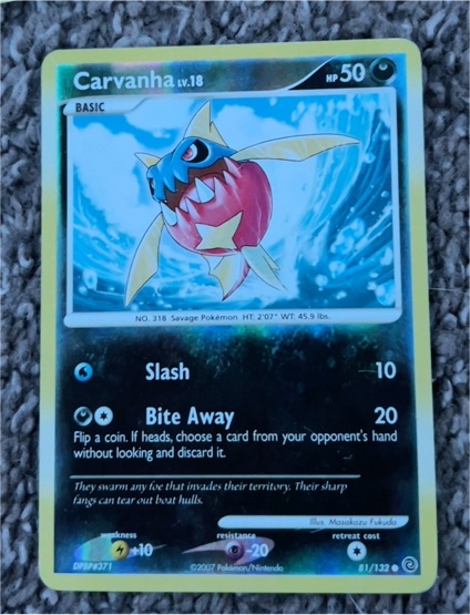 2007 Pokémon Diamond & Pearl Secret Wonders #81 Carvanha — front