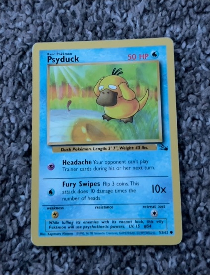 1999 Pokémon Fossil #53 Psyduck — front