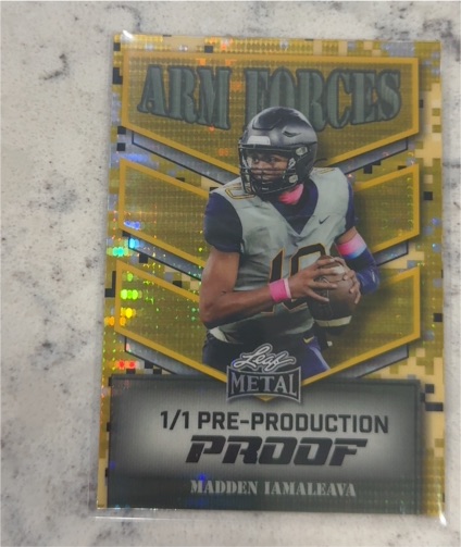 2025 Leaf Metal Arm Forces 1/1 Pre-Production Proof Madden Iamaleava — front
