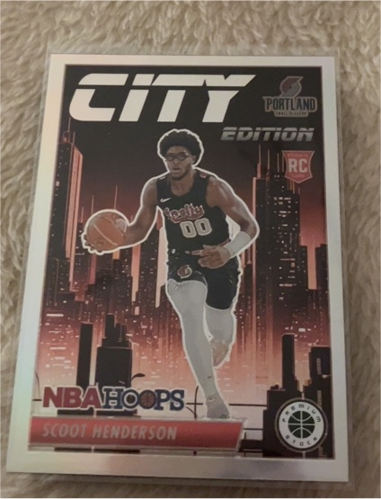 2023-24 Panini NBA Hoops Premium Stock City Edition #5 Scoot Henderson Rookie Card — front
