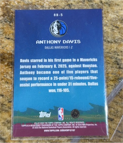 2025 Topps 8-Bit Ballers #8B-5 Anthony Davis — front
