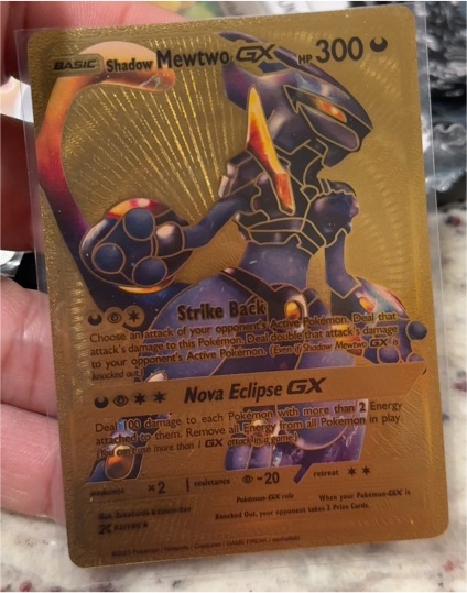 2019 Pokémon Shadow Mewtwo GX Gold Foil Fan Art — front