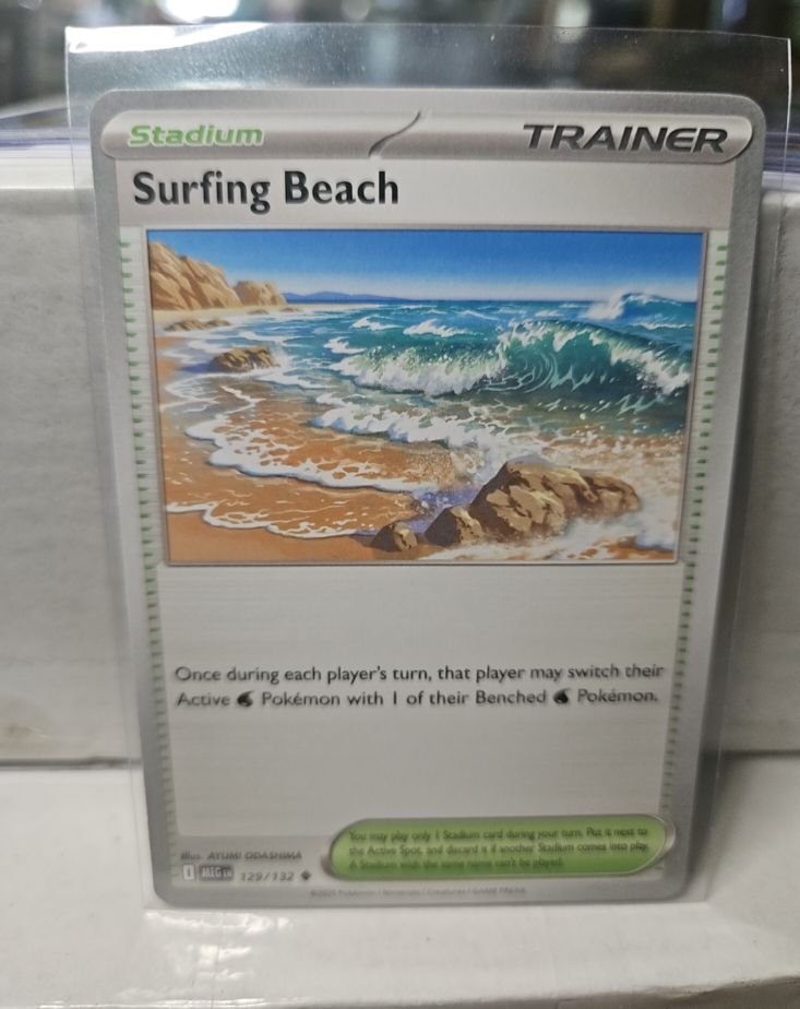 2025 Pokémon TCG Mega Evolution #129 Surfing Beach — front