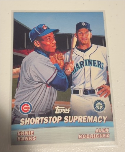 2000 Topps #TC6 Shortstop Supremacy Ernie Banks / Alex Rodriguez — front