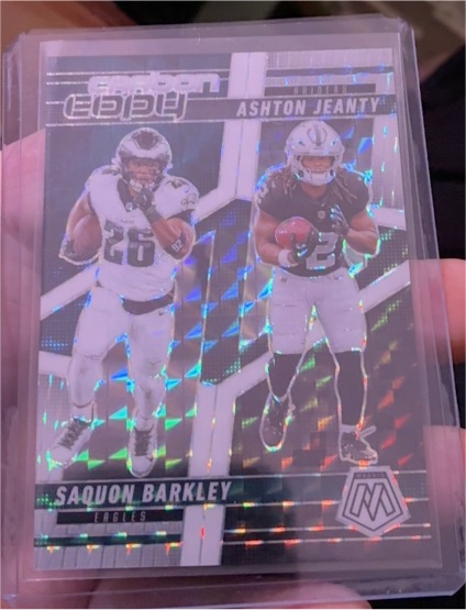 2025 Panini Mosaic Carbon Copy #CCO-8 Saquon Barkley Ashton Jeanty — front