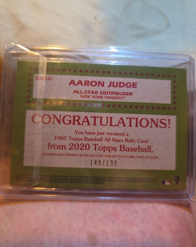 2020 Topps 1985 Relic #85R-AJ Aaron Judge — front
