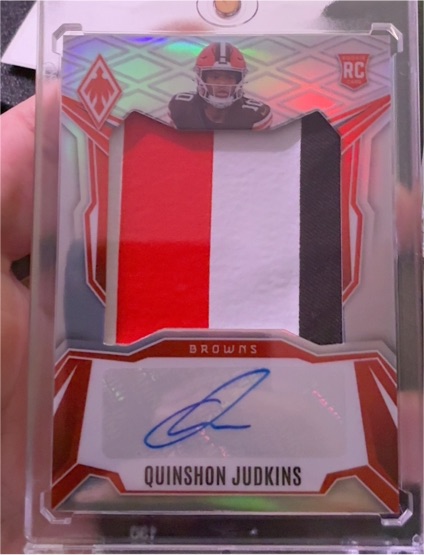2025 Panini Phoenix #/149 Quinshon Judkins Jumbo RPA 3-color Patch RC Browns — front