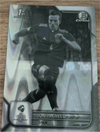 2022 Bowman Chrome UEFA Under 21 Black and White Raywave Jon Pacheco — front